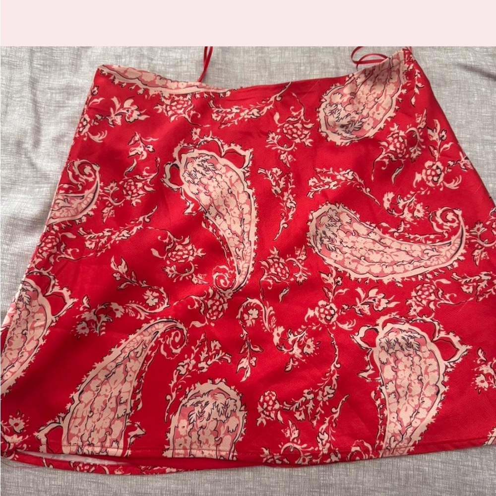 Chic Red Paisley Mini Skirt